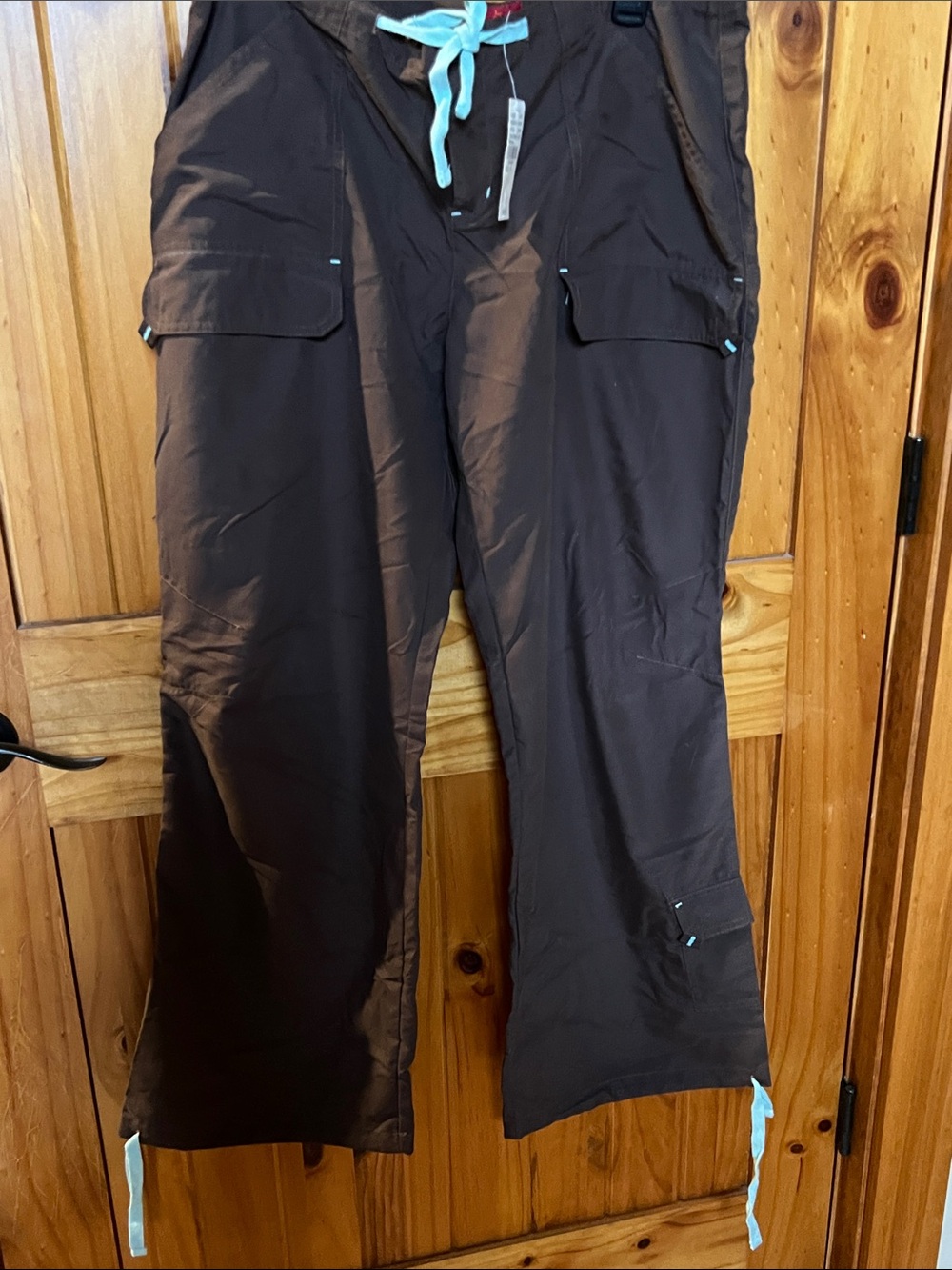 TILT Brown Cargo Joggers with Light Blue Drawcords